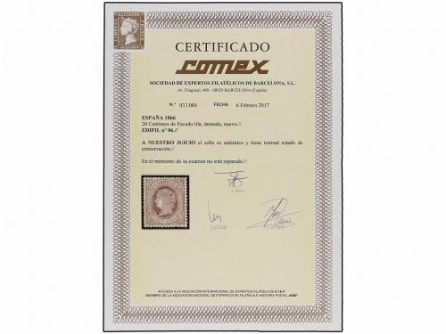 (*) ESPAÑA. Ed. 86. 20 cts. lila. Centraje perfecto. PIEZA D