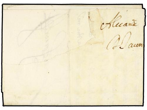 ✉ ESPAÑA: PREFILATELIA. 1674. ALICANTE a MADRID. Carta compl