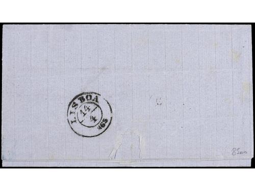 ✉ ESPAÑA. Ed. 69,75. 1865. SEVILLA a LISBOA (Portugal). 2 cu