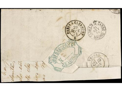 ✉ ESPAÑA. Ed. 136. 1873. GRANADA a FRANCIA. 40 cts. castaño,