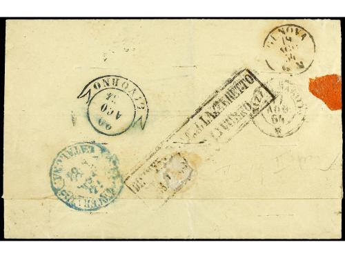 ✉ ESPAÑA. Ed. 24. 1854 (13 Agosto). BARCELONA a LIVORNO (Ita