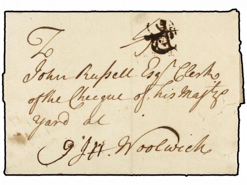 ✉ GIBRALTAR. 1734. GIBRALTAR to WOOLWICH. Entire letter with