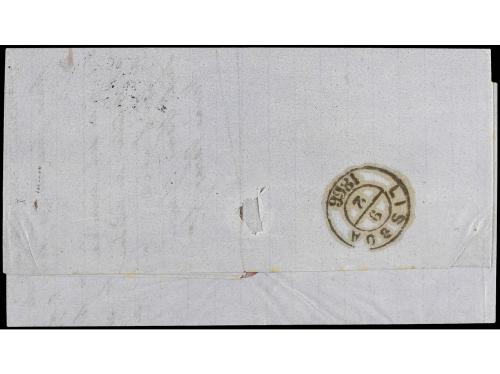 ✉ ESPAÑA. Ed. 80, 81. 1866. BADAJOZ a LISBOA. 2 cuartos rosa