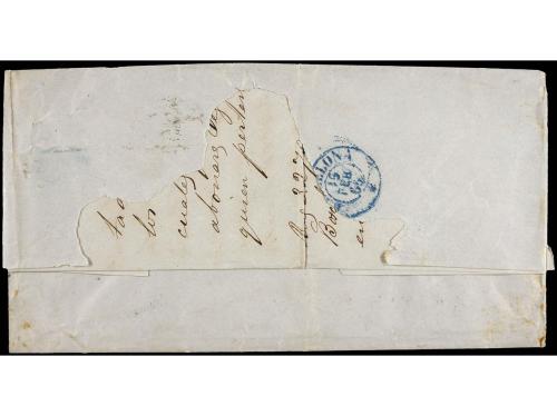 ✉ ESPAÑA. Ed. 33A. 1855. MADRID a BARCELONA. 4 cuartos rojo 