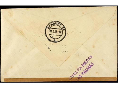 ✉ ESPAÑA: CANARIAS. Ed. 49. 1938. PUERTO DE LA LUZ a ALEMANI