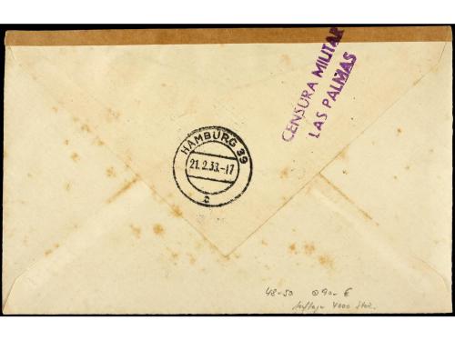 ✉ ESPAÑA: CANARIAS. Ed. 48. 1938. PUERTO DE LA LUZ a ALEMANI