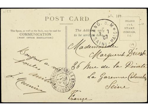 ✉ GRAN BRETAÑA. 1907 (Aug. 2). CHANNEL ISLANDS. Postcard of 