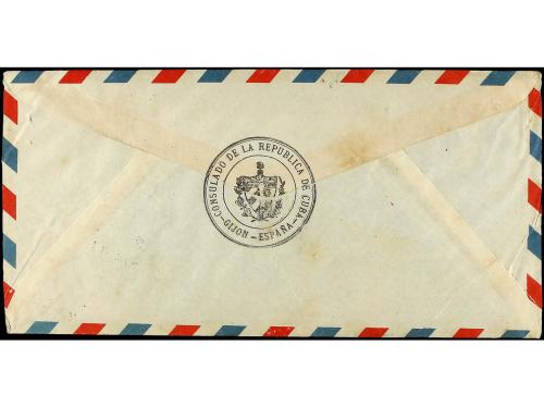 ✉ ESPAÑA. Ed. 946(4), 1051. 1953. GIJON a LA HABANA. Correo 