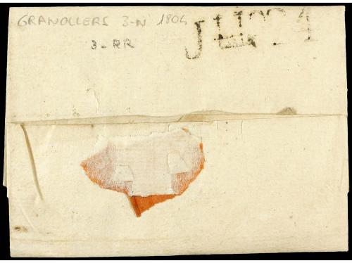 ✉ ESPAÑA: PREFILATELIA. 1804 (22-Julio). GRANOLLERS a BARCEL