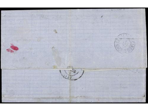 ✉ ESPAÑA. Ed. 136 (2). 1874. MALAGA a BAYONA. 40 cts. castañ