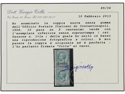 (*) COLONIAS ITALIANAS. Sa. 1b. 1908. CONSTANTINOPOLI. I EMI