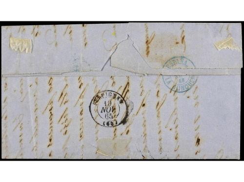 ✉ ESPAÑA. Ed. 76. 1865. S. FELIU DE GUIXOLS a FRANCIA. 12 cu