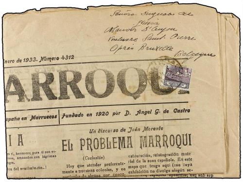 ✉ MARRUECOS. Ed. 106f. 1933. LARACHE a BRUSELAS. Periódico D