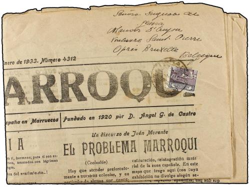 ✉ MARRUECOS. Ed. 106f. 1933. LARACHE a BRUSELAS. Periódico D