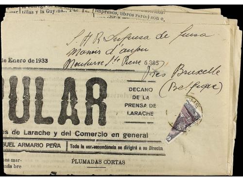 ✉ MARRUECOS. Ed. 106f. 1933. LARACHE a BRUSELAS. Periódico E