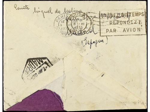 ✉ ESPAÑA. Ed. 673. 1935. MADRID a PARIS. 1 pta. gris, mat. C