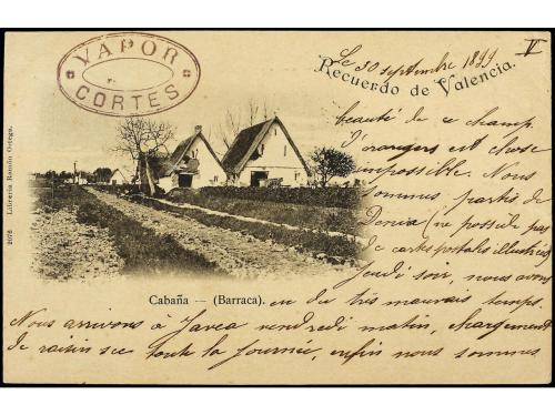 ✉ ESPAÑA. Ed. 218. 1899. VALENCIA a BÉLGICA. Tarjeta postal 