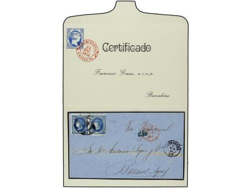 ✉ ESPAÑA. Ed. 68 (2). 1864. TARRAGONA a BUENOS AIRES (Argent