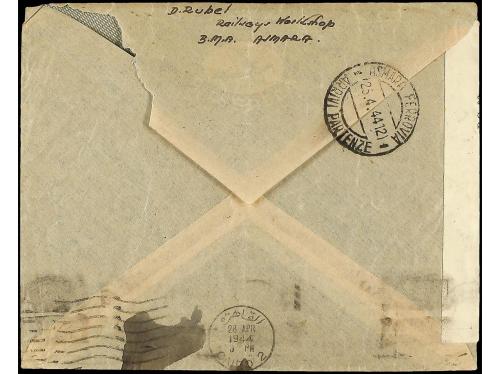 ✉ ERITREA. 1944. OCUPACIÓN BRITÁNICA. ASMARA a JERUSALEM. 1p