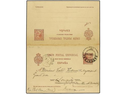 ✉ ESPAÑA ENTEROS POSTALES. Ed. 33. 1898. BARCELONA a FRANCIA