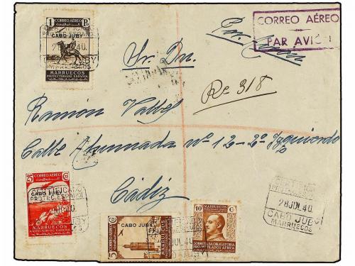 ✉ COLONIAS ESPAÑOLAS: CABO JUBY. Ed. 102, 104 y 108. 1940. C