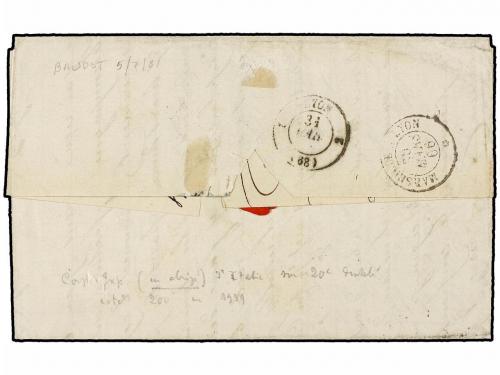 ✉ ITALIA. 1866. ROME to LYON. Entire letter franked by perfo
