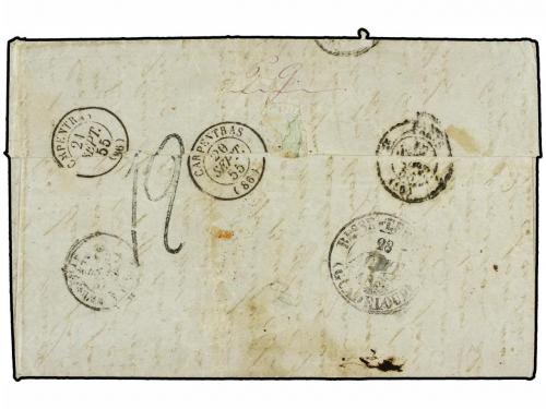 ✉ GUADALUPE. 1855. ST. FRANÇOISE a FRANCIA. Carta pagada en 