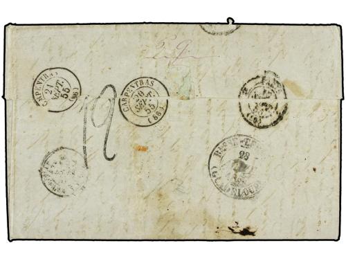 ✉ GUADALUPE. 1855. ST. FRANÇOISE a FRANCIA. Carta pagada en 
