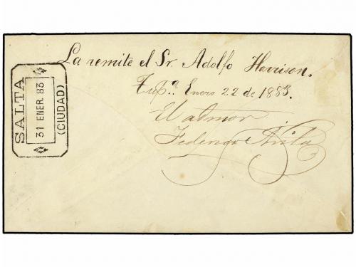 ✉ BOLIVIA. 1883 (22 Enero). TUPISA a SALTA (Argentina). Sobr