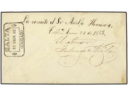 ✉ BOLIVIA. 1883 (22 Enero). TUPISA a SALTA (Argentina). Sobr