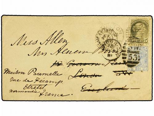 ✉ CANADA. 1881 (Sept 3). Cover from HAMILTON to LONDON frank