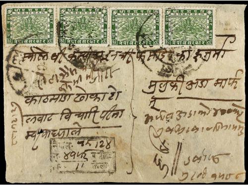 ✉ NEPAL. Mi. 39 (4), 40. 1932 (April). KATHMANDU. Registered