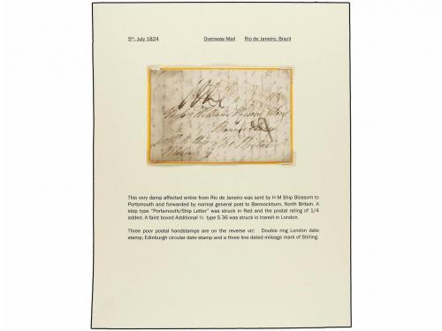 ✉ BRASIL. 1824. RÍO DE JANEIRO to SCOTLAND. 2 entire letters