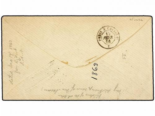 ✉ GABON. 1863. Cover and complete contents headed "Corisco, 