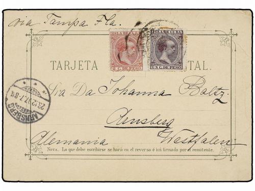 ¿ CUBA. 1897. Tarjeta Postal cromolitográfica RECUERDOS DE L