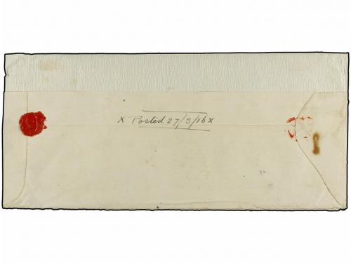 ✉ INDIA INGLESA. 1916 (May 28). Large part registered cover 