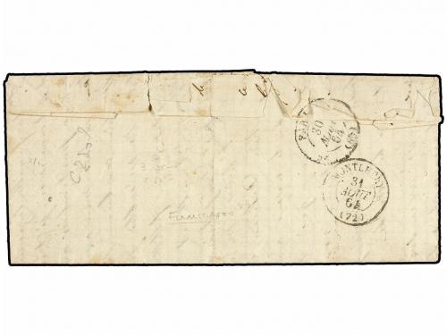 ✉ MARTINICA. 1864. ST. PIERRE to FRANCE. 10 cts. bistre stri