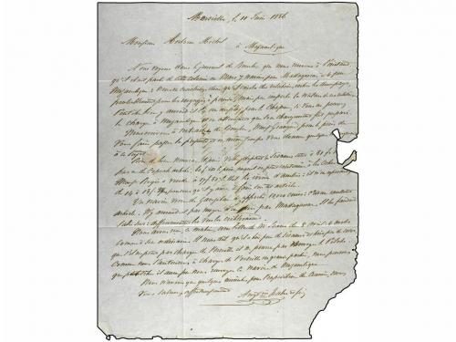 ✉ MOZAMBIQUE. 1856 (11-Junio). MARSELLA a MOZAMBIQUE. Carta 