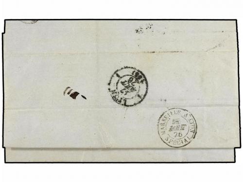 ✉ LEVANTE: CORREO FRANCES. 1876. SMYRNE a LYON. 10 cts. cast