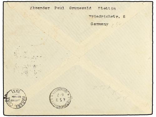 ✉ CUBA. 1931 (3-V). SETTIN (Alemania) a LA HABANA. Circulada