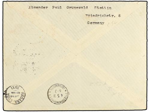 ✉ CUBA. 1931 (3-V). SETTIN (Alemania) a LA HABANA. Circulada