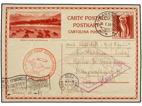 ✉ CUBA. Mi. 66I. 1930 (16-V). SUIZA a SUIZA vía LA HABANA. E