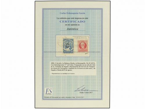 ✉ CUBA. (1929 (12-VII). HABANA a HONDA vía BARRANQUILLA. Cir