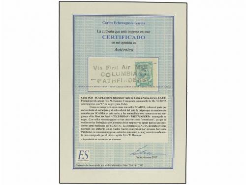 ✉ CUBA. 1928. SCADTA. Primer vuelo CUBA-NEW JERSEY realizado