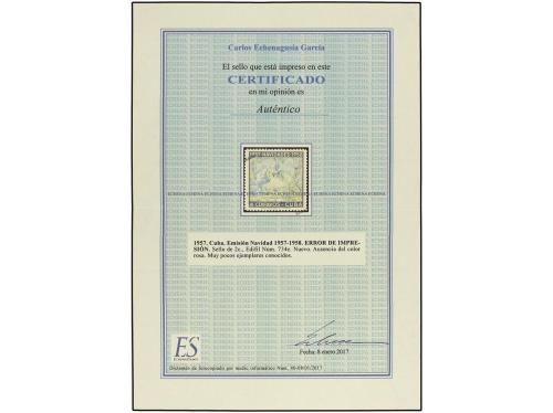 ** CUBA. Ed. 734ef. 1957. 4 ctvos. multicolor FALTA EL COLOR
