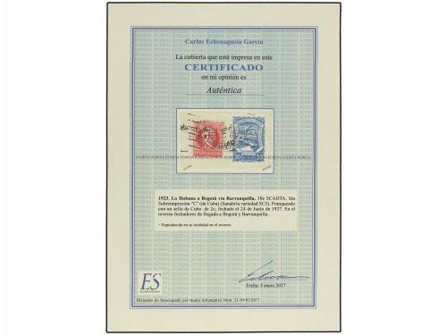 ¿ CUBA. 1927 (24-Junio). LA HABANA a BOGOTÁ vía BARRANQUILLA