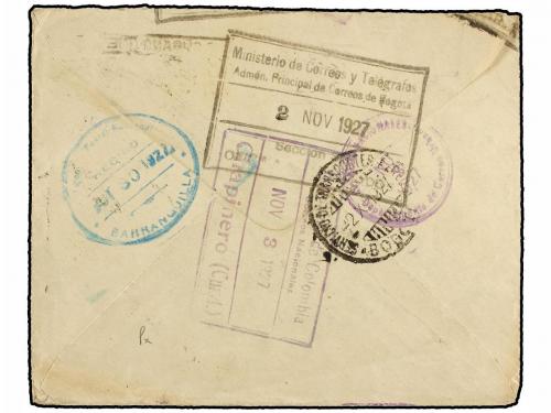 ✉ CUBA. 1927 (20-Oct.). HABANA a BOGOTÁ vía BARRANQUILLA. Se