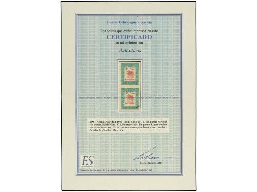 (*) CUBA. Ed. 472s. 1952. 1 ctvo. verde y rojo. Pareja verti