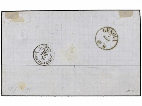 ¿ LEVANTE: CORREO FRANCES. 1862. VARNA (Bulgaria) a GÉNOVA.