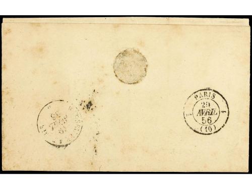✉ ESPAÑA. 1856. TORREDEMBARRA (Tarragona) a PARIS. Fechador 